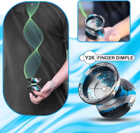 FETESNICE Y26 Professional Butterfly Yo-Yo - الوضع المزدوج المستجيب/غير المستجيب للإصبع يدور يويو للأطفال والكبار ولاعبي المنافسة | برو يو يو مع 10 خيوط + حافظة وقفازات (أزرق وأحمر فضي) in Kuwait