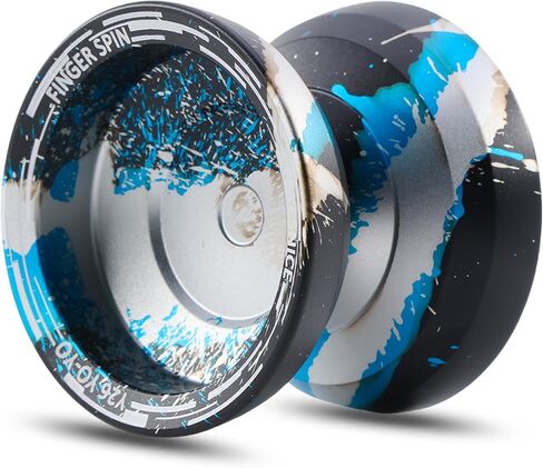 FETESNICE Y26 Professional Butterfly Yo-Yo - الوضع المزدوج المستجيب/غير المستجيب للإصبع يدور يويو للأطفال والكبار ولاعبي المنافسة | برو يو يو مع 10 خيوط + حافظة وقفازات (أزرق وأحمر فضي) in Kuwait