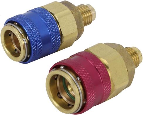 2Pcs Car Air Quick Coupler Connector for R134A, High Low Pressure Refrigerant Quick Couplers, Red Blue Side Conversion Adapters with Copper Material, Universal Fit for Auto in Saudi Arabia
