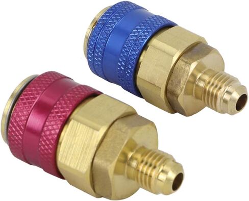 2Pcs Car Air Quick Coupler Connector for R134A, High Low Pressure Refrigerant Quick Couplers, Red Blue Side Conversion Adapters with Copper Material, Universal Fit for Auto in Saudi Arabia