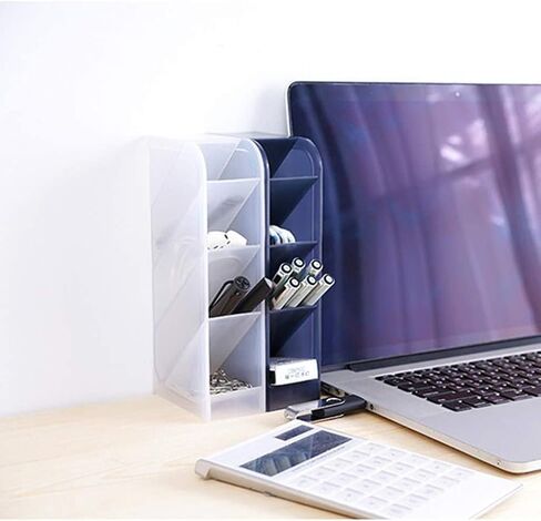 Multifunction Desk Organizer - Pen Organizer Storage for Office, Home Supplies, Translucent Debris Storage Holder Makeup Storage Box in Saudi Arabia
