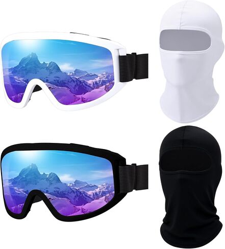 2 Pack Ski Goggles with 2 Pack Masks Motorcycle Ski Dirt Bike Atv Motocross Riding Goggles Full Face in Saudi Arabia