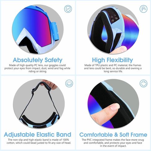 نظارات الدراجات النارية، نظارات الدراجة الترابية ATV لركوب الدراجات على الطرق الوعرة، نظارات تزلج فوق البنفسجية مضادة للضباب ومضادة للرياح والغبار للرجال والنساء in Kuwait