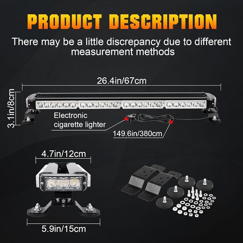 RIGIDON 26Inch 54 LED Rooftop Emergency Strobe Lights Bar, Double Side Flashing Safety Warning Beacon Light with Magnetic Base for Snow Plow, Trucks, Construction Vehicles(Amber) in Saudi Arabia