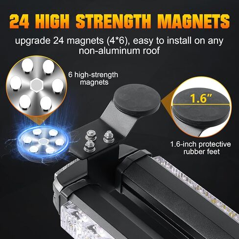 RIGIDON 26Inch 54 LED Rooftop Emergency Strobe Lights Bar, Double Side Flashing Safety Warning Beacon Light with Magnetic Base for Snow Plow, Trucks, Construction Vehicles(Amber) in Saudi Arabia
