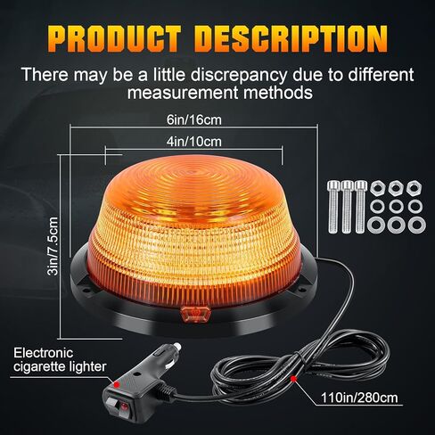 ريجيدون 6.3 بوصة LED ضوء الطوارئ القوية، 12 فولت - 24 فولت العنبر 90 LED تحذير السلامة وامض أضواء منارة مع سلك مغناطيسي و 9 قدم لشاحنة مركبة رافعة شوكية جرار عربات الغولف سيارة حافلة in Kuwait