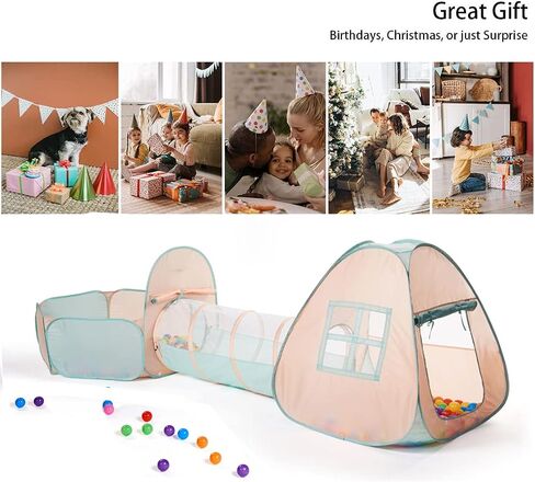 UTEX 3 in 1 Pop Up Play Tent with Tunnel, Ball Pit for Kids, Boys, Girls, Babies and Toddlers, Indoor/Outdoor Playhouse in Saudi Arabia