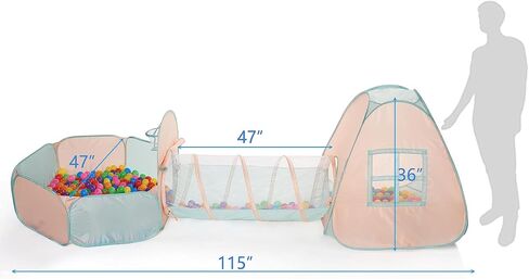 UTEX 3 in 1 Pop Up Play Tent with Tunnel, Ball Pit for Kids, Boys, Girls, Babies and Toddlers, Indoor/Outdoor Playhouse in Saudi Arabia