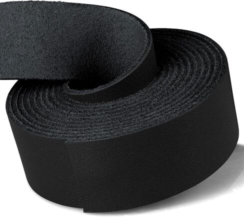 ABIDISO Genuine Top Grain Leather Strips, 1/2 Inch Wide 72 Inches Long Flat Leather Straps for Craft Projects, 2mm Thickness, Black in Kuwait