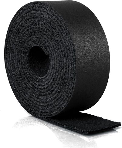 ABIDISO Genuine Top Grain Leather Strips, 1/2 Inch Wide 72 Inches Long Flat Leather Straps for Craft Projects, 2mm Thickness, Black in Kuwait