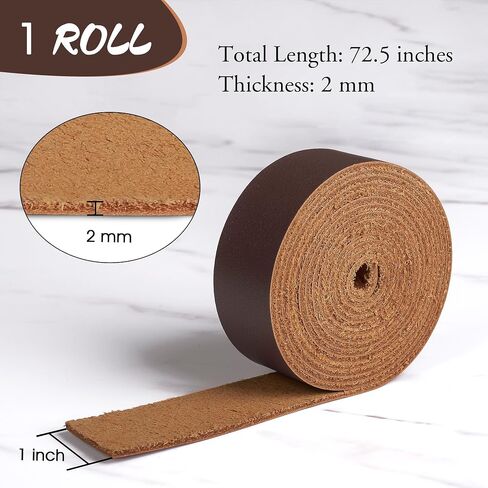 ABIDISO Genuine Top Grain Leather Strips, 1/2 Inch Wide 72 Inches Long Flat Leather Straps for Craft Projects, 2mm Thickness, Black in Kuwait