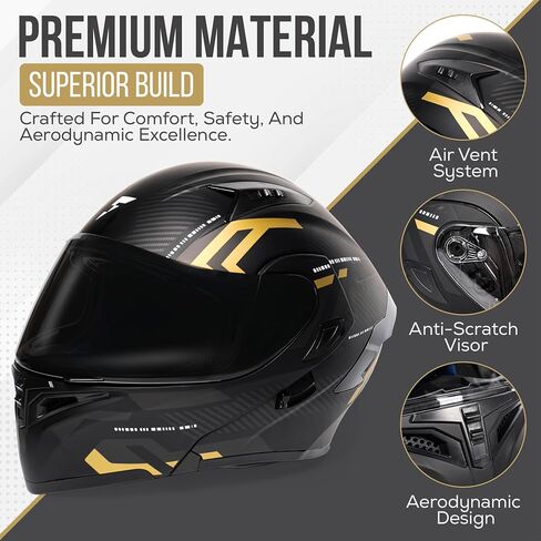 Modular Motorcycle Helmet | Black Medium Large XL | Extra Tinted Visor + Ski Mask | DOT Approved Full Face Flip Up | Dual Visor for Men & Women in Saudi Arabia