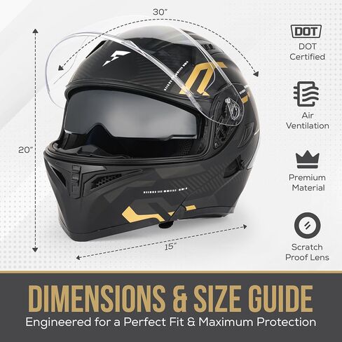 Modular Motorcycle Helmet | Black Medium Large XL | Extra Tinted Visor + Ski Mask | DOT Approved Full Face Flip Up | Dual Visor for Men & Women in Saudi Arabia