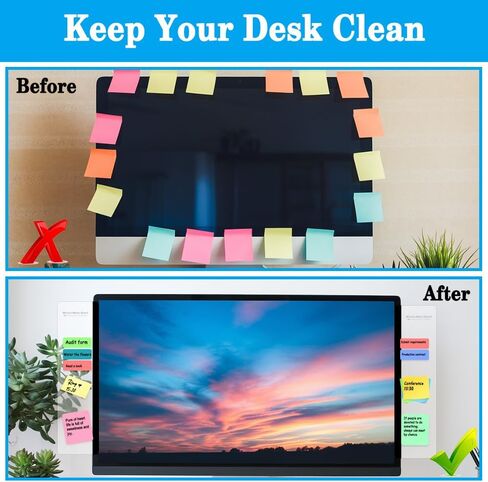Generic 2pcs Multifunction Monitor Memo Board Transparent Message Panel Note Board Monitor Side Panel Suitable for Office Home Desktop in Saudi Arabia