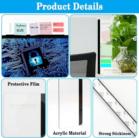 Generic 2pcs Multifunction Monitor Memo Board Transparent Message Panel Note Board Monitor Side Panel Suitable for Office Home Desktop in Saudi Arabia