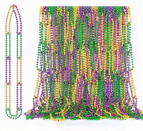 Soulchen 24 Pcs Mardi Gras Beads Chain Necklace 15.7 Inch Purple Green and Yellow Mardi Gras Throw Lock Necklace Costumes Dress Accessories for Carnival Birthdays Party Favors Supplies in Saudi Arabia