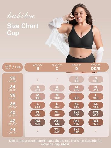 habibee حمالات الصدر للنساء لا Underwire سلس رفع حمالة الصدر اللاسلكية التغطية الكاملة مريحة اليومية تي شيرت حمالات الصدر 32D-44D in Kuwait