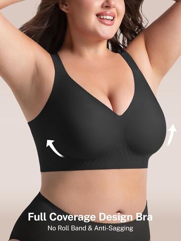 habibee حمالات الصدر للنساء لا Underwire سلس رفع حمالة الصدر اللاسلكية التغطية الكاملة مريحة اليومية تي شيرت حمالات الصدر 32D-44D in Kuwait