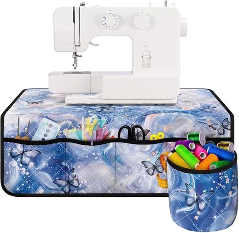UNICEU Boho Flower Print Sewing Machine Pad for Table with Pockets Universal Size Non-Slip Sewing Machine Mat for Storing Accessories in Saudi Arabia