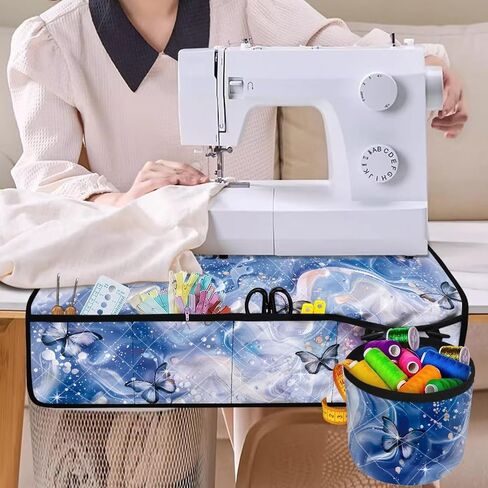 UNICEU Boho Flower Print Sewing Machine Pad for Table with Pockets Universal Size Non-Slip Sewing Machine Mat for Storing Accessories in Saudi Arabia