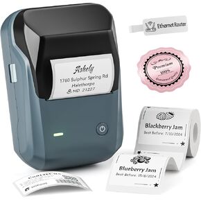 آلة صنع الملصقات NIIMBOT B1 مع شريط، طابعة ملصقات محمولة مقاس 2 بوصة، طابعة ملصقات حرارية بلوتوث مع قوالب متعددة للأعمال الصغيرة والمكتب والمنزل والمدرسة (أزرق، طابعة واحدة + ملصق بكرة واحد) in Kuwait