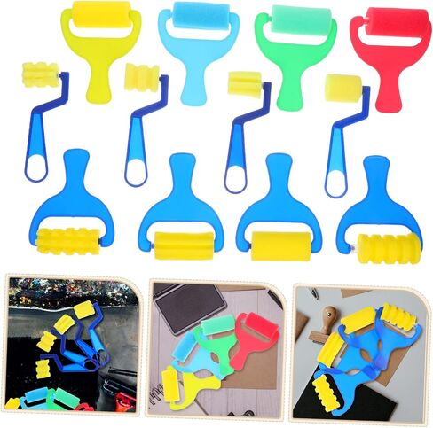 Veemoon 12pcs Sponge Painting Stamps Set for Kids Easy to Clean Roller Brushes for DIY Crafts and Early Learning Art Projects in Saudi Arabia