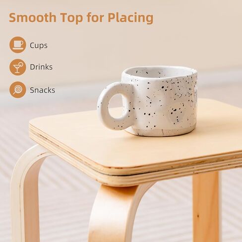 GLACER Stackable Stools, 18-Inch Wooden Student Chair Set of 4 w/Square Top, Anti-Slip Foot Pad, Flexible Seating for Elementary, Classroom Stools for Dining Room Office Kitchen (Natural) in Kuwait