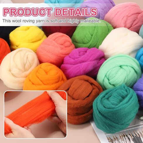 غزل الصوف المتجول من MECCANIXITY صوف ناعم التلبيد 50 جم/1.76 أونصة غزل مكتنز نقي لتلبيد الإبرة وبطانية الحياكة فن النسيج الدوار DIY Craft Pink in Kuwait