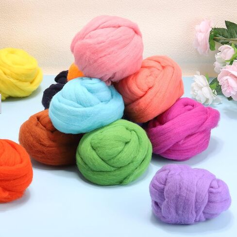 غزل الصوف المتجول من MECCANIXITY صوف ناعم التلبيد 50 جم/1.76 أونصة غزل مكتنز نقي لتلبيد الإبرة وبطانية الحياكة فن النسيج الدوار DIY Craft Pink in Kuwait