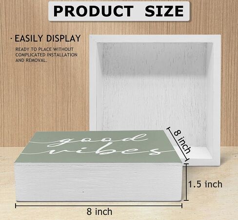 SRADMO Good Vibes Botanical Eucalyptus Leaves Wood Box Sign Desk Decor, Good Vibes Sign, Rustic Eucalyptus Leaves Wooden Block Box Sign Decoration For Home Office Shelf Table Decor in Kuwait