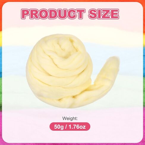 غزل الصوف المتجول من MECCANIXITY صوف ناعم التلبيد 50 جم/1.76 أونصة غزل مكتنز نقي لتلبيد الإبرة وبطانية الحياكة فن النسيج الدوار DIY Craft Pink in Kuwait