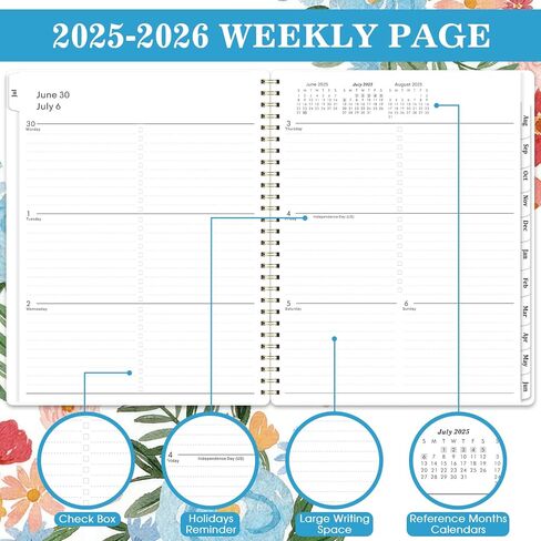 مخطط 2024-2025 - يوليو 2024 - يونيو 2025، مخطط أسبوعي وشهري، 8 × 10 بوصة، مخطط أكاديمي، مخطط تقويم 2024-2025، علامات تبويب مطبوعة، غطاء مرن، ورق ممتاز، عطلات، ربط بسلك مزدوج in Kuwait