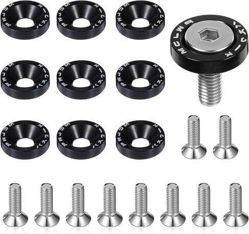 20PCS Bumper Fender Washers, M6 Fender Washer Bolt Kit, Aluminum Bumper Washers with Stainless Steel Bolts, Engine Dress up Kit, Engine Bay Dress up Fasteners for Car Motorcycle in Saudi Arabia
