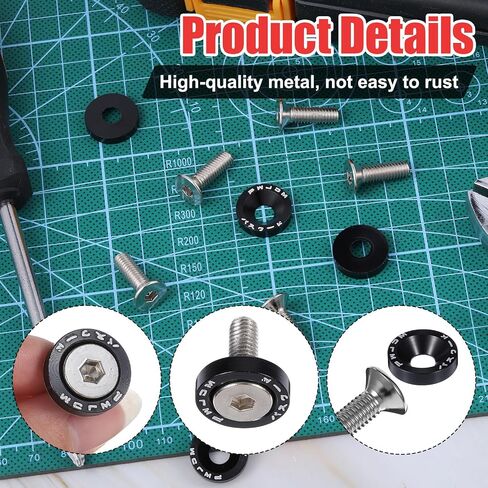 20PCS Bumper Fender Washers, M6 Fender Washer Bolt Kit, Aluminum Bumper Washers with Stainless Steel Bolts, Engine Dress up Kit, Engine Bay Dress up Fasteners for Car Motorcycle in Saudi Arabia