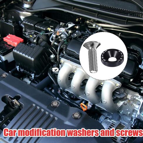 20PCS Bumper Fender Washers, M6 Fender Washer Bolt Kit, Aluminum Bumper Washers with Stainless Steel Bolts, Engine Dress up Kit, Engine Bay Dress up Fasteners for Car Motorcycle in Saudi Arabia