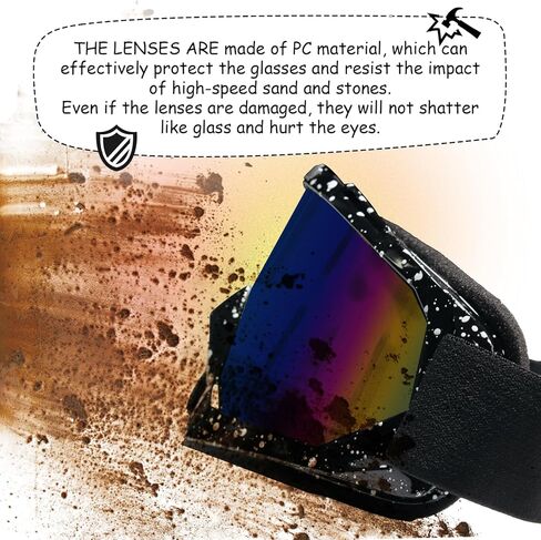 نظارات الدراجات النارية نظارات ATV UTV MX نظارات ركوب الطرق الوعرة، نظارات التزلج ضد الرياح والغبار ومقاومة للخدش ومضادة للأشعة فوق البنفسجية in Kuwait
