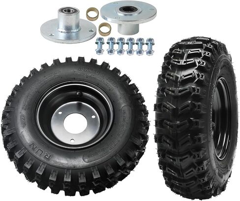 Pack of Two 13x4.10-6 ATV Tires & Wheel Hub Kit, 4-Ply Tubeless Nylon Tires +3 Stud Wheel Hub 17mm for 70cc-125cc Quad Dirt Bike Go Kart Buggy Snowmobile Lawn Mower (Includes Steering Knuckle) in Saudi Arabia