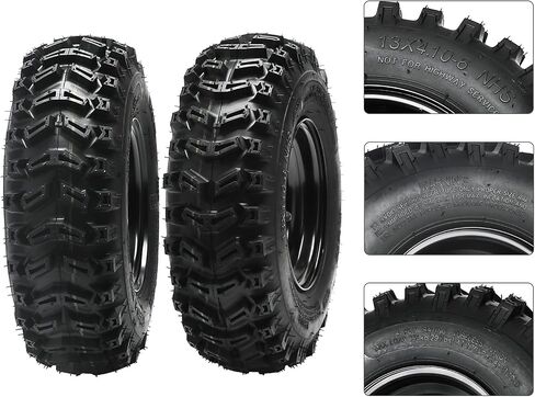 Pack of Two 13x4.10-6 ATV Tires & Wheel Hub Kit, 4-Ply Tubeless Nylon Tires +3 Stud Wheel Hub 17mm for 70cc-125cc Quad Dirt Bike Go Kart Buggy Snowmobile Lawn Mower (Includes Steering Knuckle) in Saudi Arabia