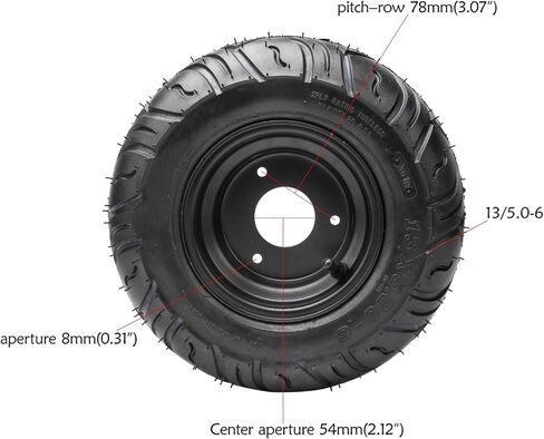 Set of 4 13x5.00-6 Tire and Wheel Go Kart Tubeless Tire and Rim, with Front Rear 3 Bolt Wheel Hubs, Steering Spindles for ATV UTV Go Kart Quad Golf Carts 4 Wheelers Mini Bike Snow Blower (Silver) in Saudi Arabia