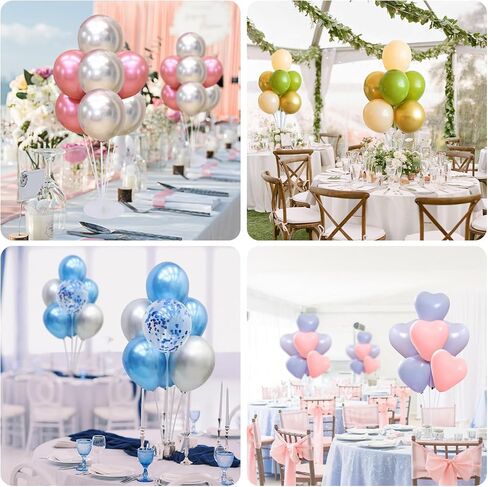 طقم حامل بالونات للطاولة - 8 مجموعات من أعواد البالونات مع قاعدة لديكورات حفلات أعياد الميلاد والتخرج in Kuwait