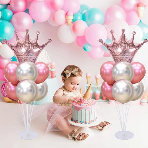 طقم حامل بالونات للطاولة - 8 مجموعات من أعواد البالونات مع قاعدة لديكورات حفلات أعياد الميلاد والتخرج in Kuwait