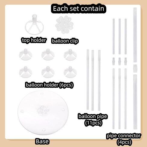 طقم حامل بالونات للطاولة - 8 مجموعات من أعواد البالونات مع قاعدة لديكورات حفلات أعياد الميلاد والتخرج in Kuwait