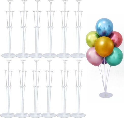 طقم حامل بالونات للطاولة - 8 مجموعات من أعواد البالونات مع قاعدة لديكورات حفلات أعياد الميلاد والتخرج in Kuwait
