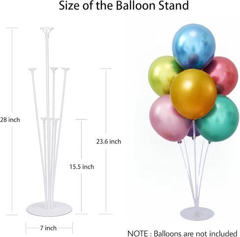 طقم حامل بالونات للطاولة - 8 مجموعات من أعواد البالونات مع قاعدة لديكورات حفلات أعياد الميلاد والتخرج in Kuwait