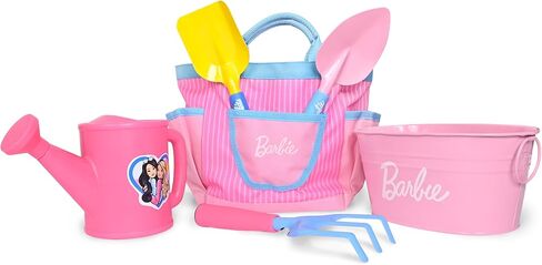 Barbie Garden Set – Real Gardening Tools for Kids with Watering Can, Metal Tools, Flower Pot and Storage Bag – Pink Tool Playset for Outdoors, 6 Pieces in Saudi Arabia