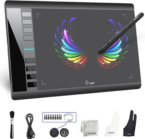 تابلت رسم الرسومات اللاسلكي، لوحة رسم رقمية UGEE S1060W مع 12 مفتاحًا ساخنًا، تابلت قلم 10 × 6.3 بوصة مع 8192 مستوى قلم خالٍ من البطارية يدعم Android/Windows/Mac OS/Chrome OS/Linux in Kuwait