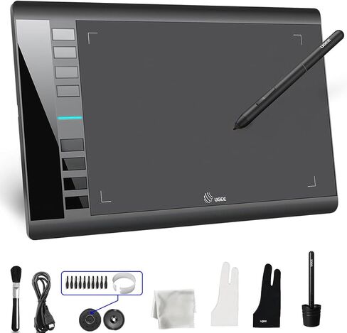 تابلت رسم الرسومات اللاسلكي، لوحة رسم رقمية UGEE S1060W مع 12 مفتاحًا ساخنًا، تابلت قلم 10 × 6.3 بوصة مع 8192 مستوى قلم خالٍ من البطارية يدعم Android/Windows/Mac OS/Chrome OS/Linux in Kuwait