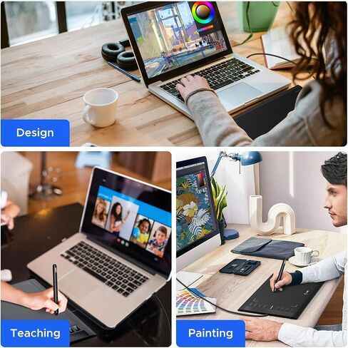 تابلت رسم الرسومات اللاسلكي، لوحة رسم رقمية UGEE S1060W مع 12 مفتاحًا ساخنًا، تابلت قلم 10 × 6.3 بوصة مع 8192 مستوى قلم خالٍ من البطارية يدعم Android/Windows/Mac OS/Chrome OS/Linux in Kuwait