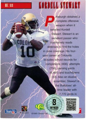 Kordell Stewart Autographed 95 Pro Line Classic Trading Card Beckett WIT in Saudi Arabia