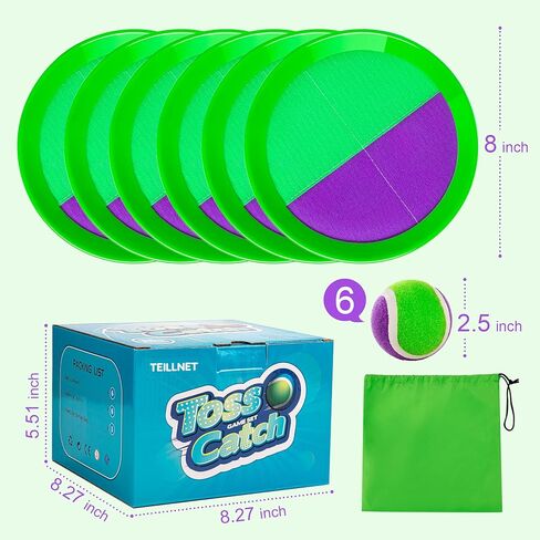 مجموعة ألعاب الرمي والالتقاط من TEILLNET ألعاب الشاطئ والألعاب الخارجية وألعاب الفناء للأطفال الذين تتراوح أعمارهم بين 3 و12 عامًا، نسخة مطورة من ألعاب الإمساك بالمجداف للأطفال/هدايا العائلة للأولاد والبنات ((4 مضارب، 4 كرات، 1 حقيبة) in Kuwait